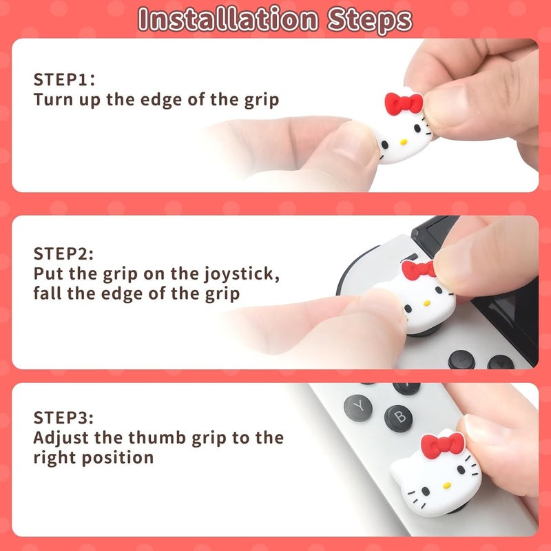 Kuitmor Cute Silicone Joystick Thumb Grip Caps,Joy Con Cover Compatible with Switch/OLED/Switch Lite,4PCS - Cat - Image 3